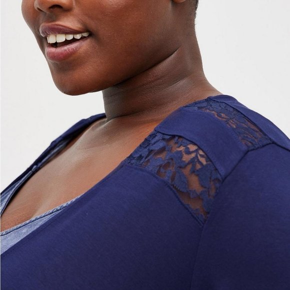 Plus Size 3X Torrid Super Soft Blue Cardigan Lace Yolk Stretchy Shirt top womens - Picture 4 of 7